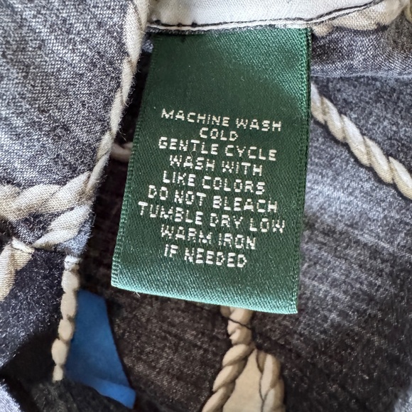 Lauren Ralph Lauren Nautical Sailing Flag Print Button‎ Up Blouse Black Medium - Picture 8 of 15